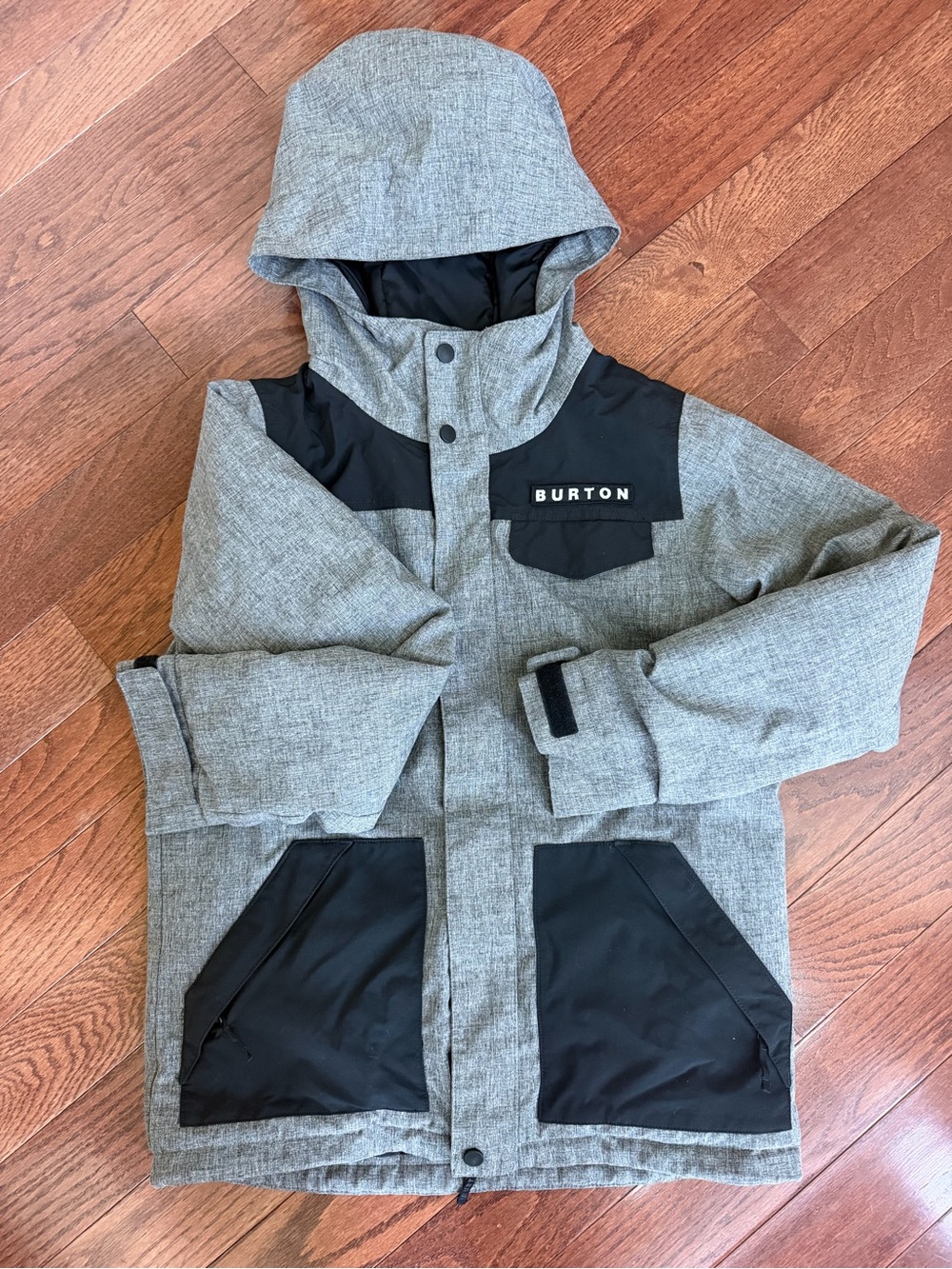 Burton Kids Gray and Black Hooded Puffer Jacket